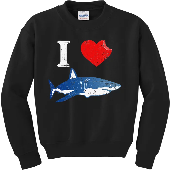 Shark I Love Shark Lover Gift Shark Kids Sweatshirt