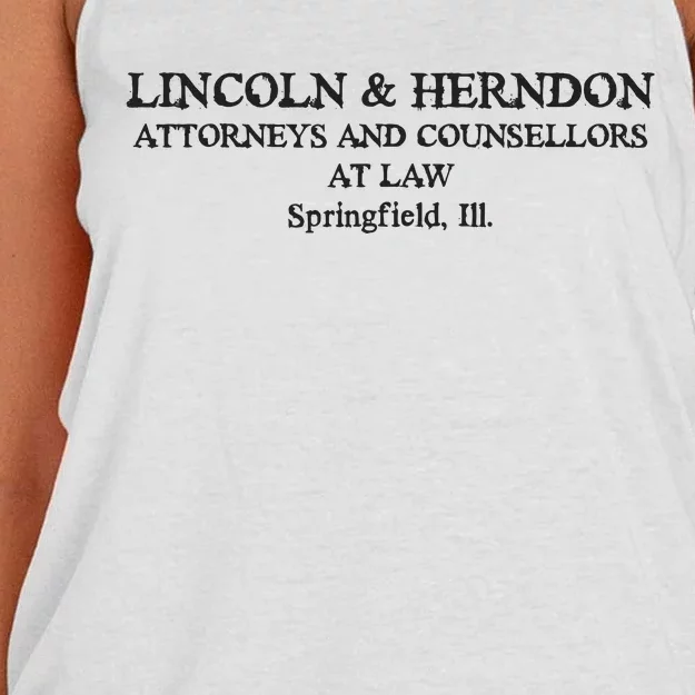 Springfield Illinois Lincoln Herndon Law Abe Lincoln Women's Knotted Racerback Tank