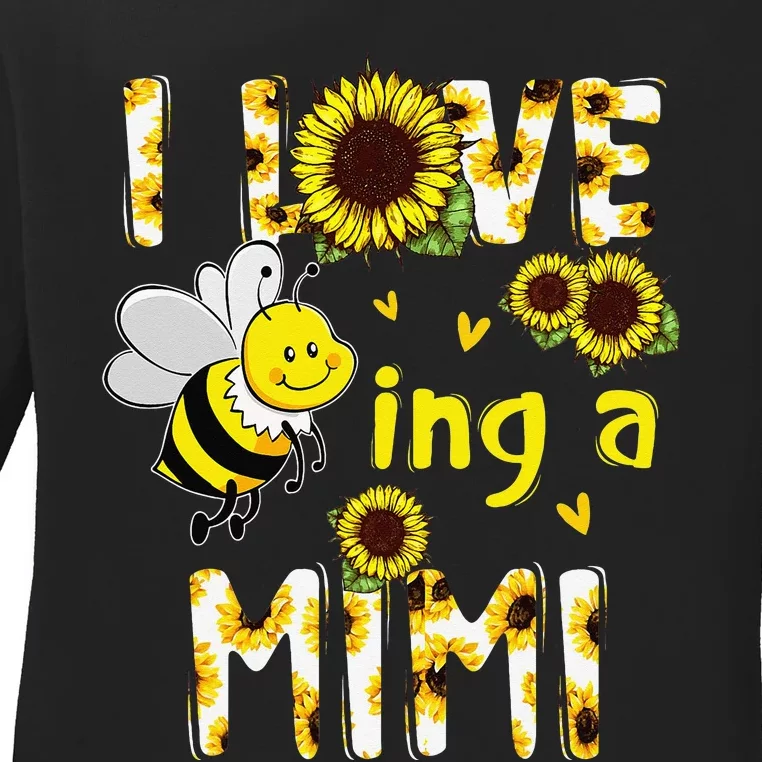 Sunflower I Love Being A Mimi Bee gift for Mother's Day Ladies Long Sleeve Shirt