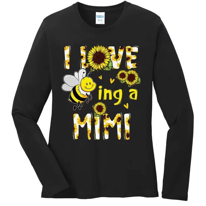 Sunflower I Love Being A Mimi Bee gift for Mother's Day Ladies Long Sleeve Shirt