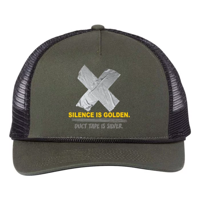 Silence Is Golden Duct Tape Is Silver Retro Rope Trucker Hat Cap