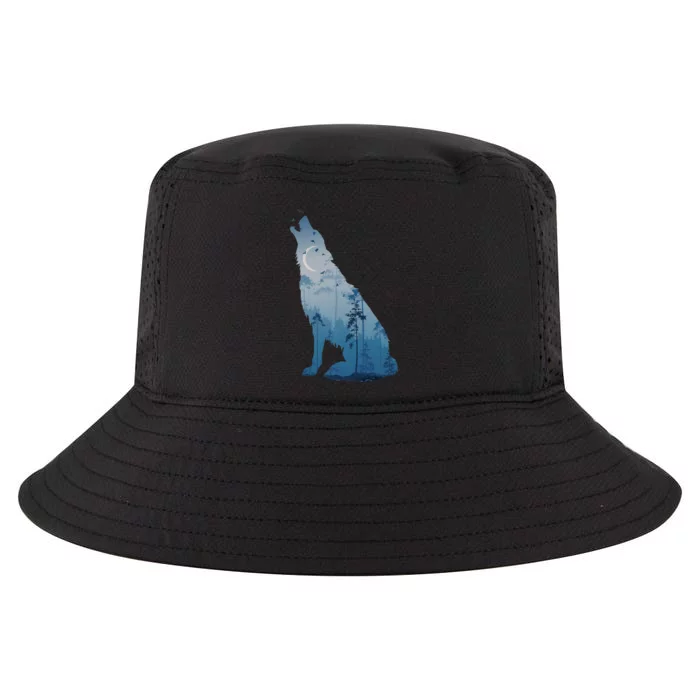 Silhouette Of The Howling Wolf Cool Comfort Performance Bucket Hat