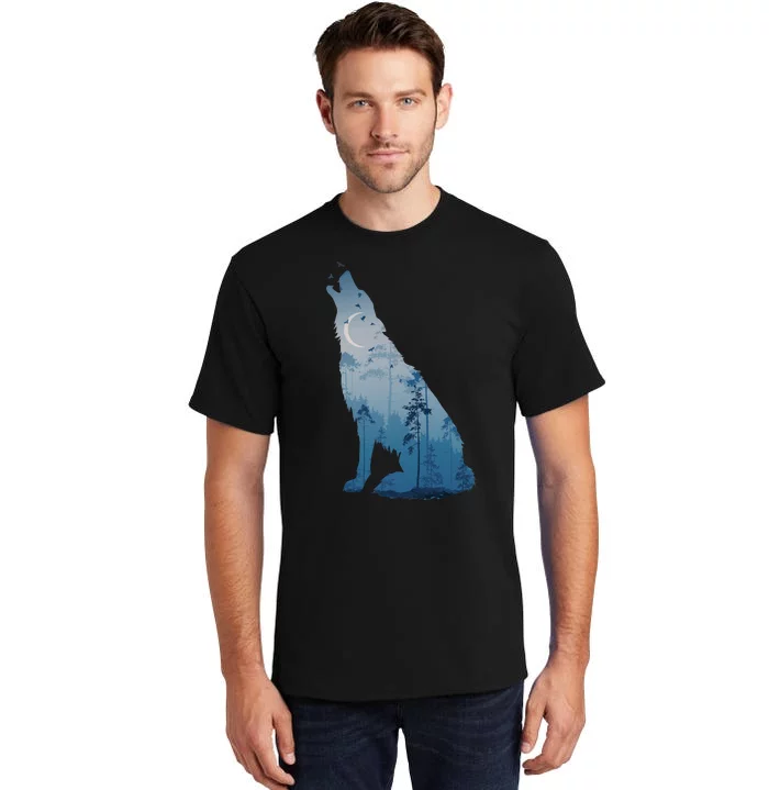 Silhouette Of The Howling Wolf Tall T-Shirt