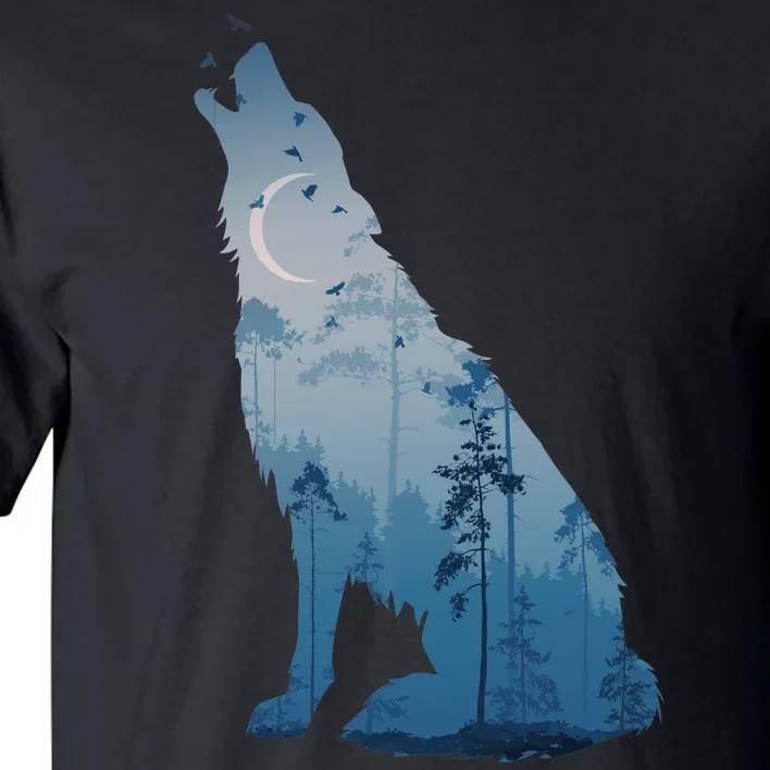 Silhouette Of The Howling Wolf Tall T-Shirt