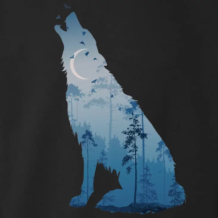 Silhouette Of The Howling Wolf Toddler Hoodie