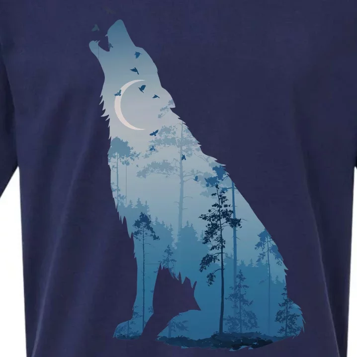 Silhouette Of The Howling Wolf Sueded Cloud Jersey T-Shirt