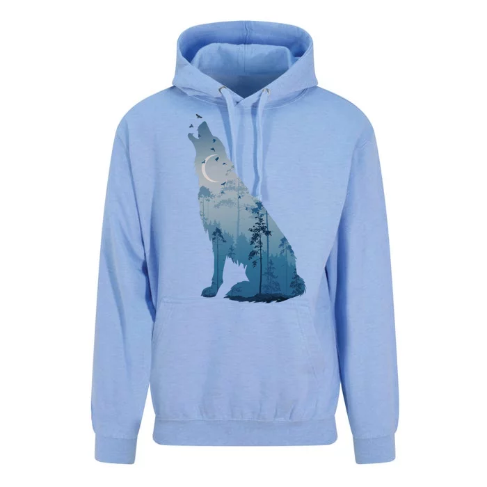 Silhouette Of The Howling Wolf Unisex Surf Hoodie