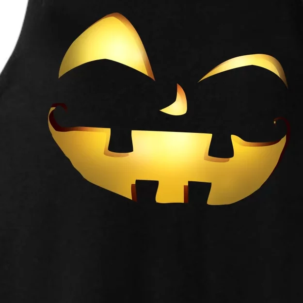 Silly Cool Jack O Lantern Face Ladies Tri-Blend Wicking Tank