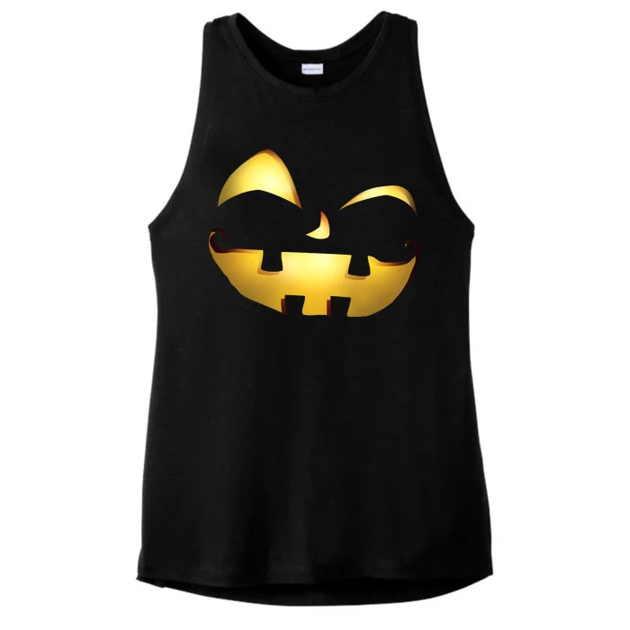 Silly Cool Jack O Lantern Face Ladies Tri-Blend Wicking Tank