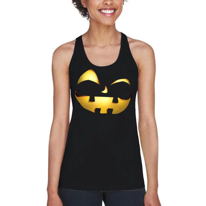 Silly Cool Jack O Lantern Face Women's Racerback Tank