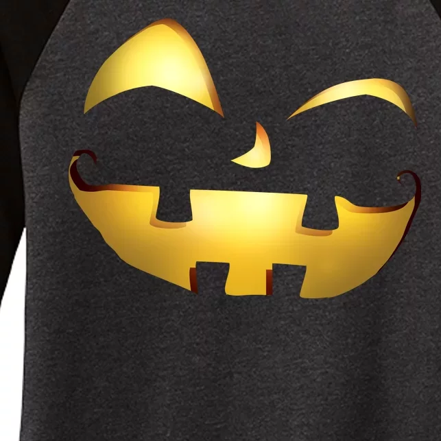 Silly Cool Jack O Lantern Face Women's Tri-Blend 3/4-Sleeve Raglan Shirt