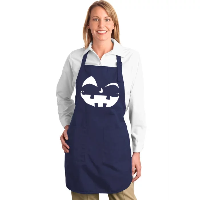 Silly Jack O' Lantern Face Full-Length Apron With Pocket