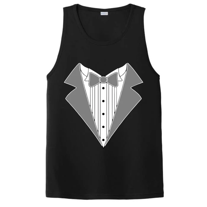 Silver Tuxedo Wedding Tux Performance Tank