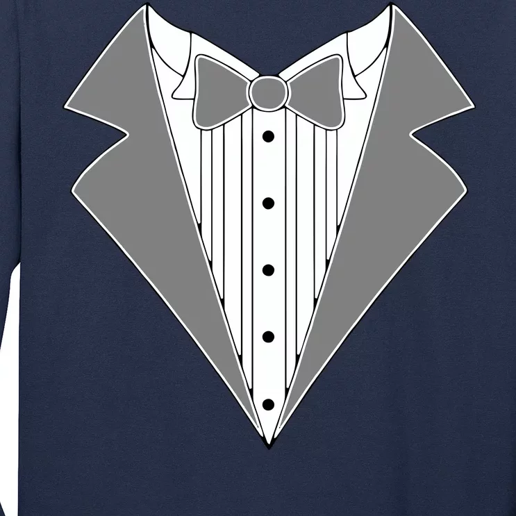 Silver Tuxedo Wedding Tux Long Sleeve Shirt