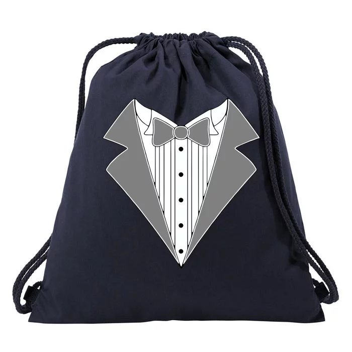 Silver Tuxedo Wedding Tux Drawstring Bag