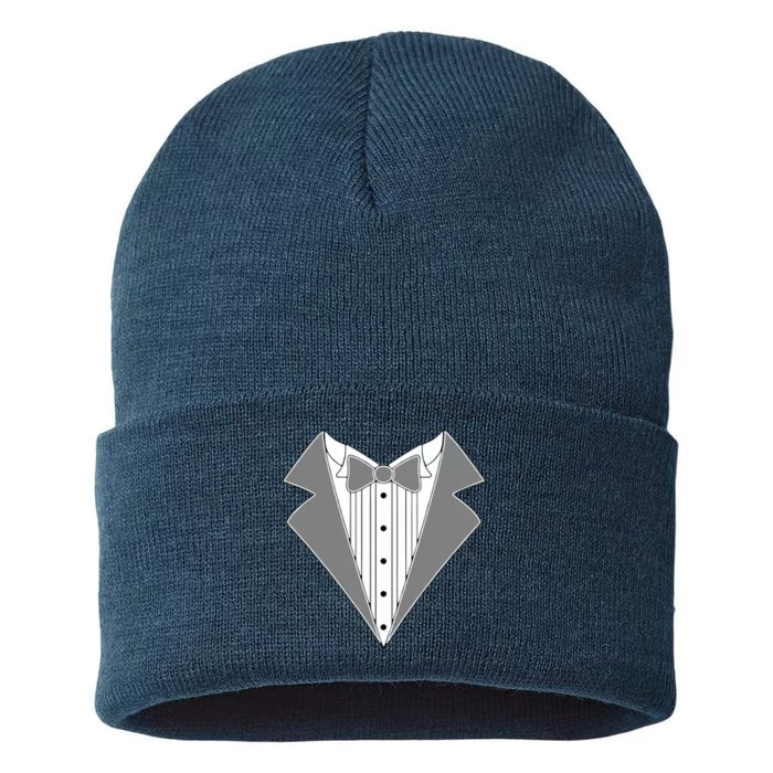 Silver Tuxedo Wedding Tux Sustainable Knit Beanie