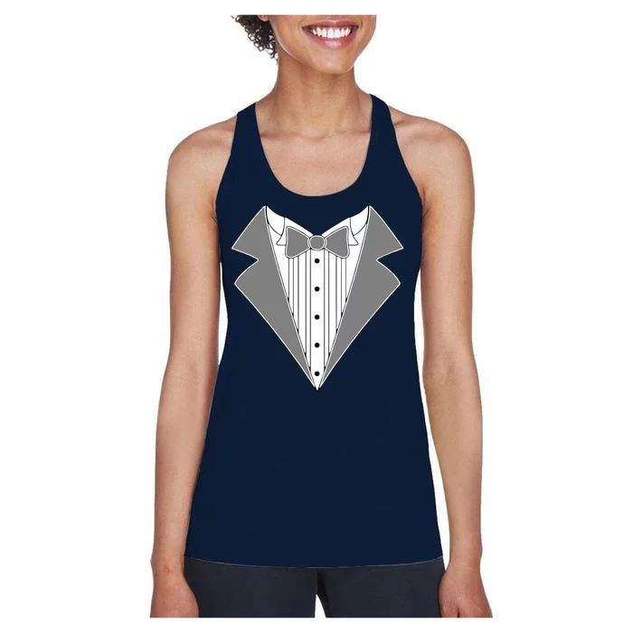 Silver Tuxedo Wedding Tux Women's Racerback Tank