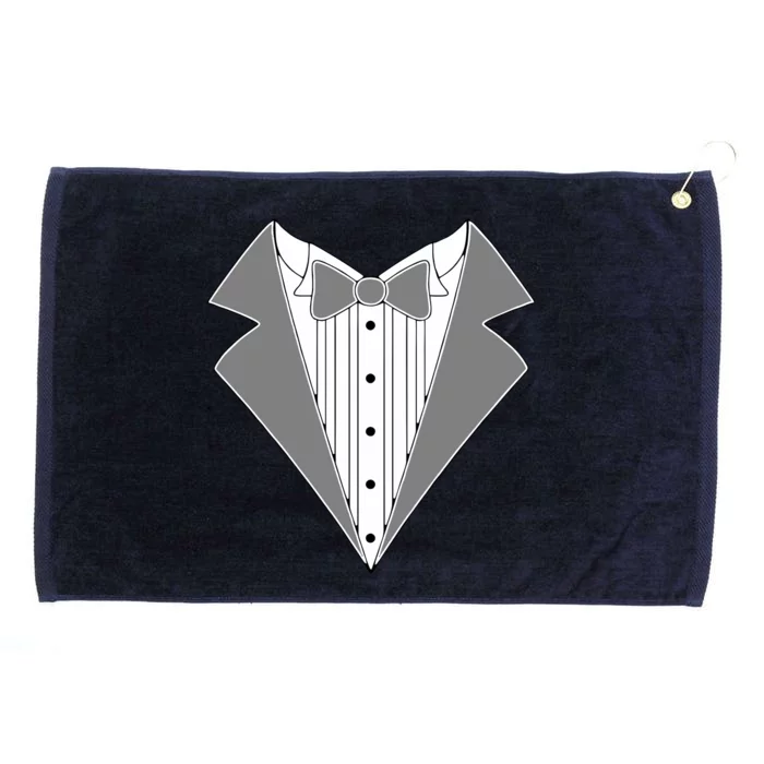 Silver Tuxedo Wedding Tux Grommeted Golf Towel