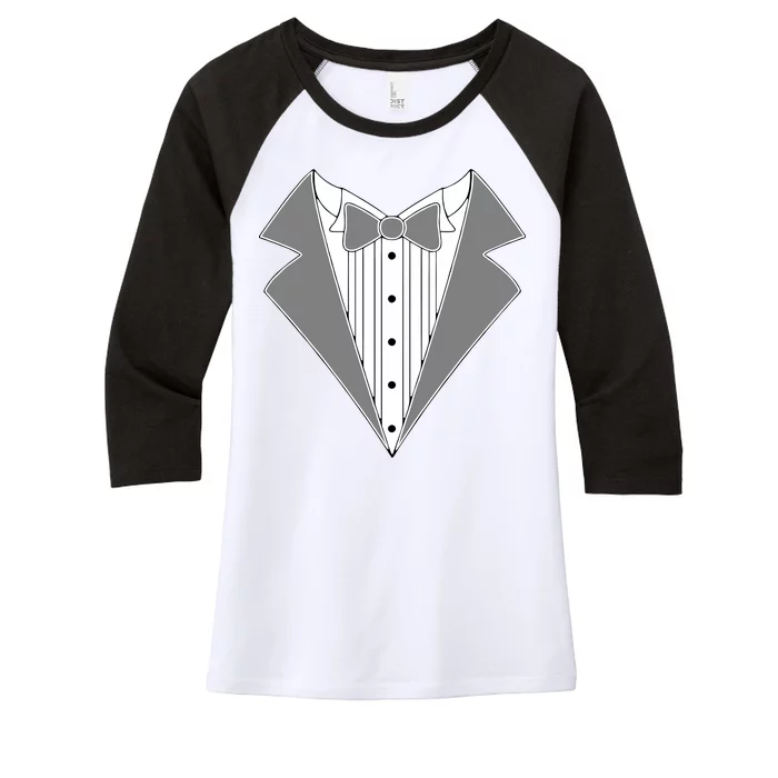 Silver Tuxedo Wedding Tux Women's Tri-Blend 3/4-Sleeve Raglan Shirt