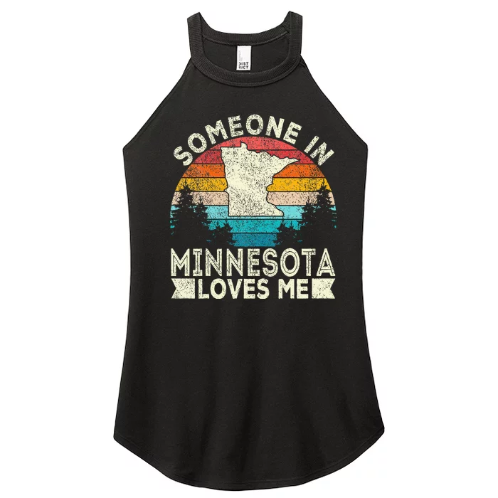 Someone In Minnesota Loves Me Retro Minnesota Women’s Perfect Tri Rocker Tank