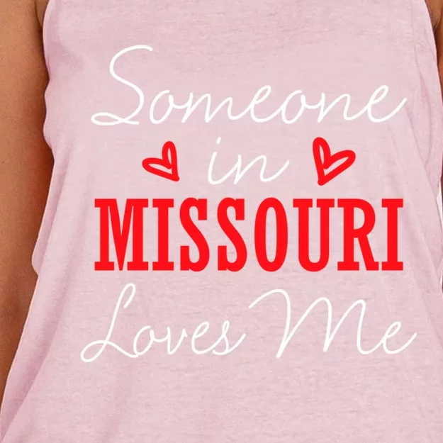 Someone In Missouri Loves Me Relationship Couple Funny Gift Women's Knotted Racerback Tank