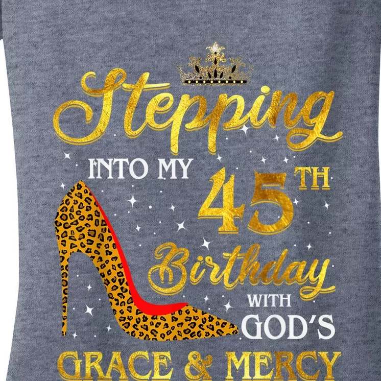 Stepping Into My 45th Birthday Present Gift girl Wo 45 Year Old Women's V-Neck T-Shirt