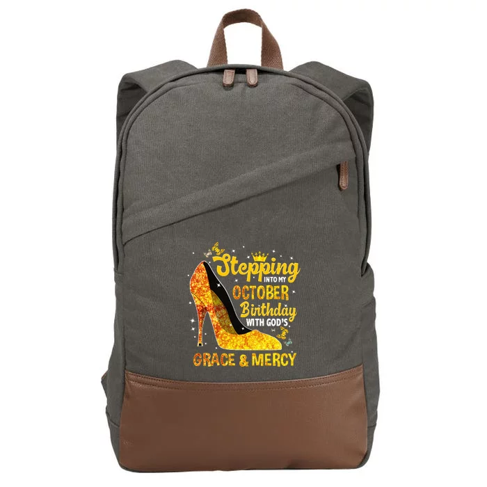 Stepping Into My October Birthday With Gods Grace and Mercy Cotton Canvas Backpack