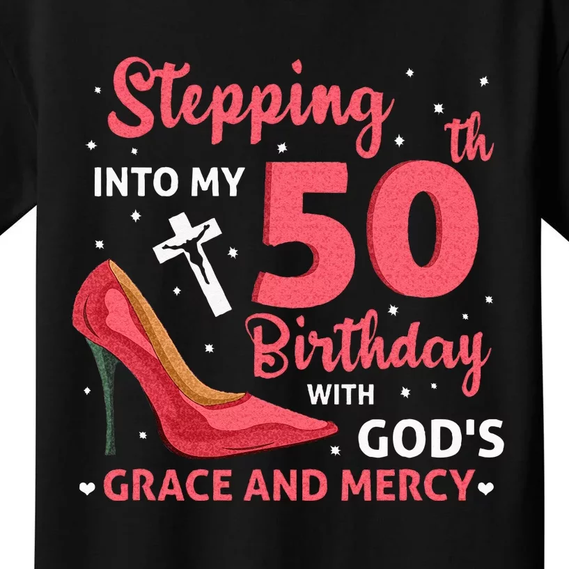 Stepping Into My 75th Birthday With Gods Grace & Mercy Kids T-Shirt