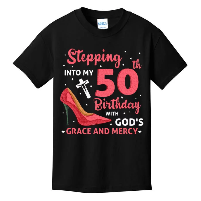 Stepping Into My 75th Birthday With Gods Grace & Mercy Kids T-Shirt