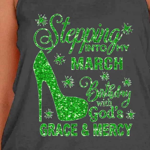 Stepping Into My March Birthday With Gods Grace And Mercy Women's Knotted Racerback Tank