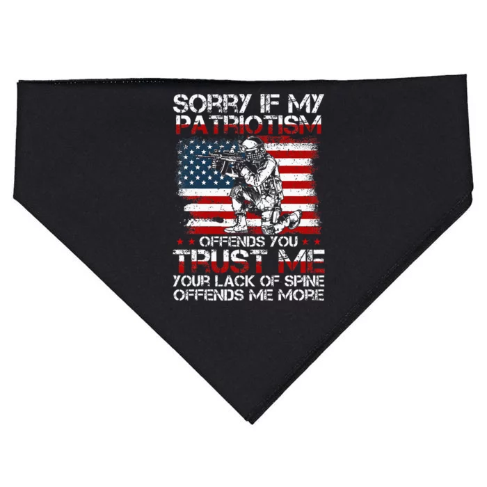 Sorry If My Patriotism Offends You Patriotic US Flag & Army USA-Made Doggie Bandana