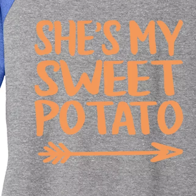 She Is My Sweet Potato I Yam Couples Thanksgiving Fall Gift Women's Tri-Blend 3/4-Sleeve Raglan Shirt