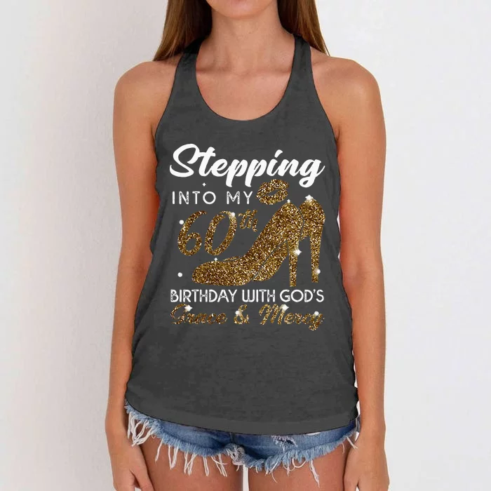 Stepping Into My 78th Birthday With Gods Grace & Mercy Women's Knotted Racerback Tank