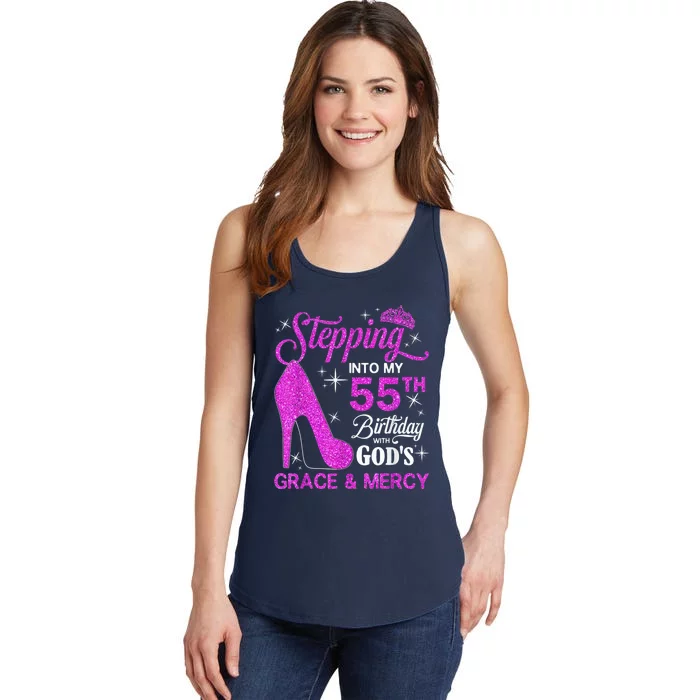 Stepping Into My 55th Birthday With God's Grace And Mercy Ladies Essential Tank