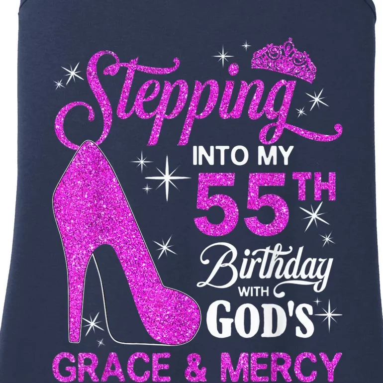 Stepping Into My 55th Birthday With God's Grace And Mercy Ladies Essential Tank