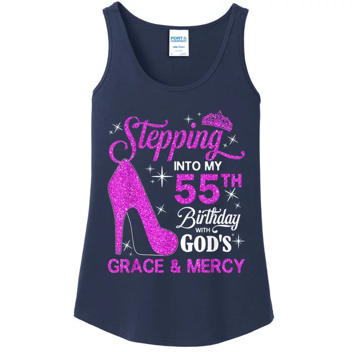 Stepping Into My 55th Birthday With God's Grace And Mercy Ladies Essential Tank