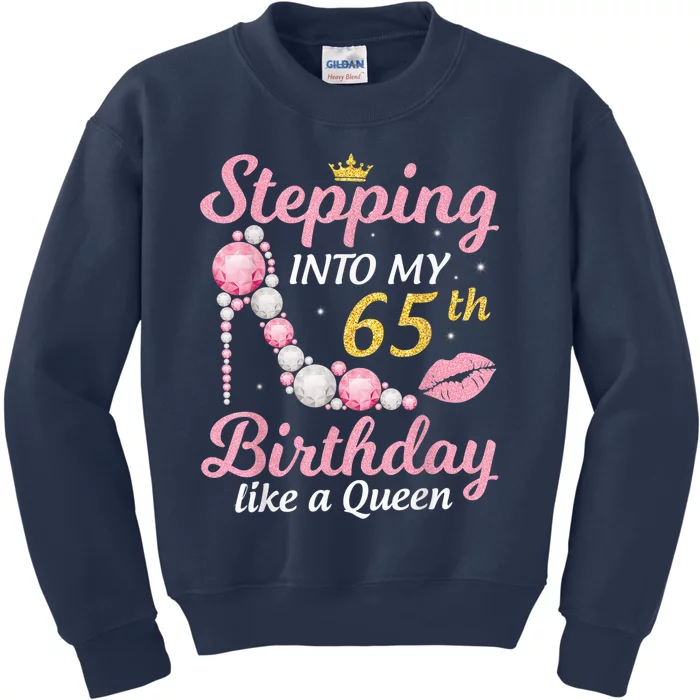 Stepping Into My 65th Birthday Like A Queen Happy To Me Mom Kids Sweatshirt