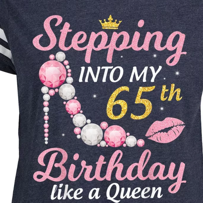 Stepping Into My 65th Birthday Like A Queen Happy To Me Mom Enza Ladies Jersey Football T-Shirt