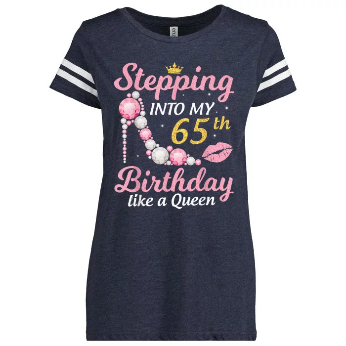 Stepping Into My 65th Birthday Like A Queen Happy To Me Mom Enza Ladies Jersey Football T-Shirt