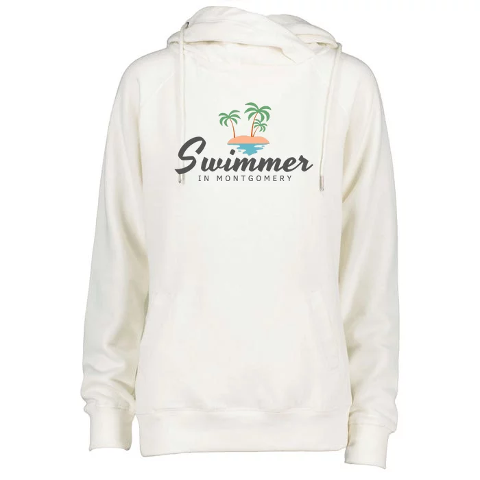 Swimmer In Montgomery Riverboat Brawl Womens Funnel Neck Pullover Hood