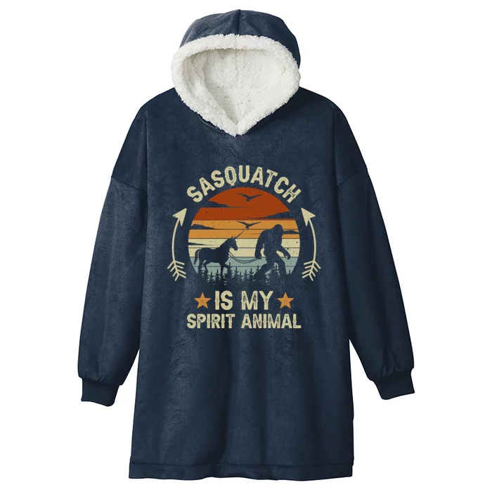 Sasquatch Is My Spirit Animal Vintage Sasquatch Lover Hooded Wearable Blanket