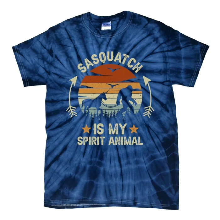 Sasquatch Is My Spirit Animal Vintage Sasquatch Lover Tie-Dye T-Shirt