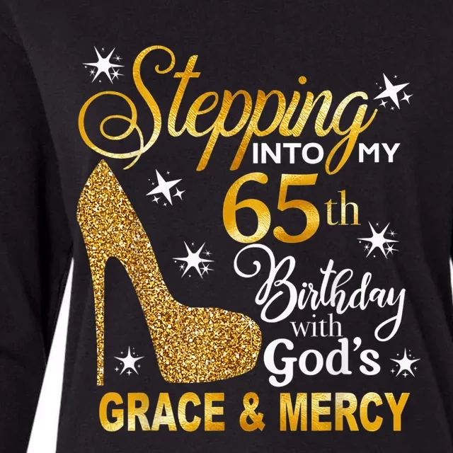 Stepping into my 65th birthday with God's grace & Mercy Womens Cotton Relaxed Long Sleeve T-Shirt