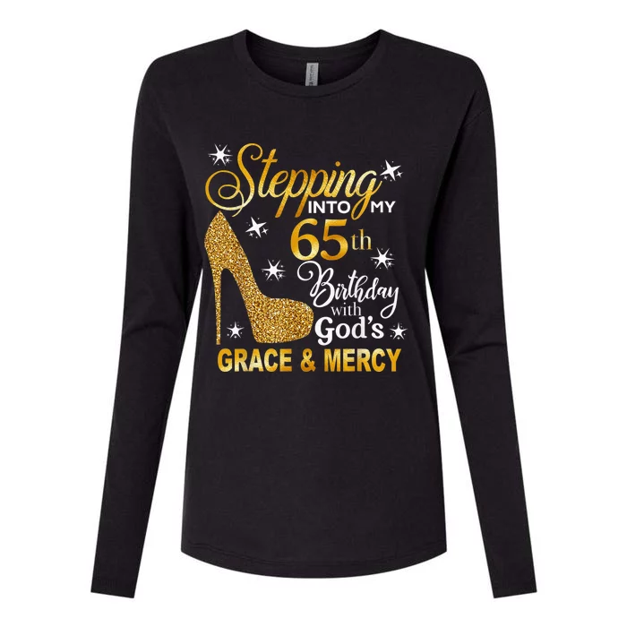 Stepping into my 65th birthday with God's grace & Mercy Womens Cotton Relaxed Long Sleeve T-Shirt