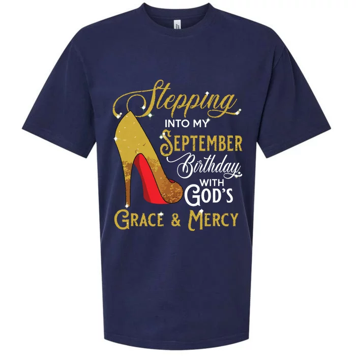 Stepping Into My September Birthday With Gods Grace Mercy Sueded Cloud Jersey T-Shirt