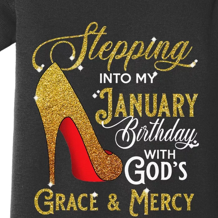 Stepping Into My January Birthday With Gods Grace And Mercy Baby Bodysuit