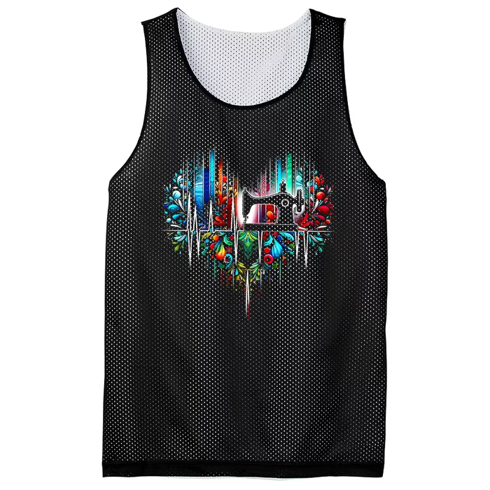 Sewing Is My Heart Funny Sewing Lovers Gifts Mesh Reversible Basketball Jersey Tank