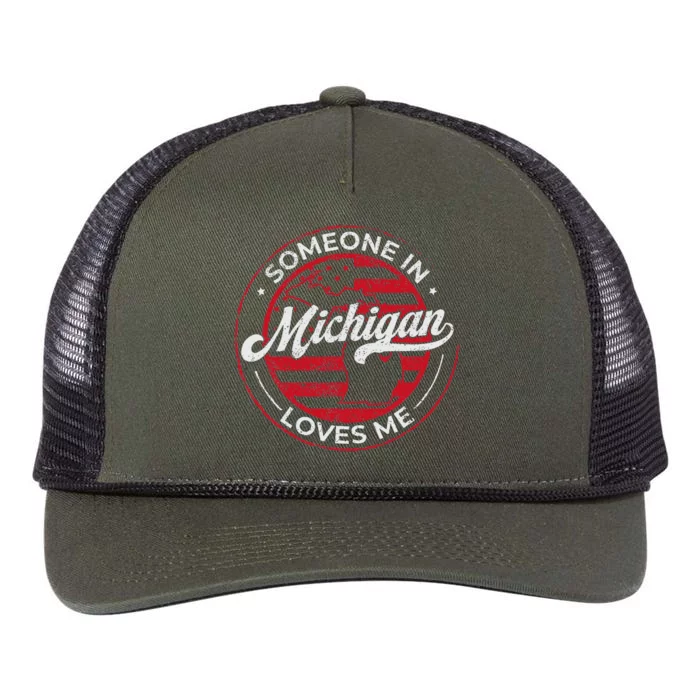 Someone In Michigan Loves Me Michigan Retro Rope Trucker Hat Cap