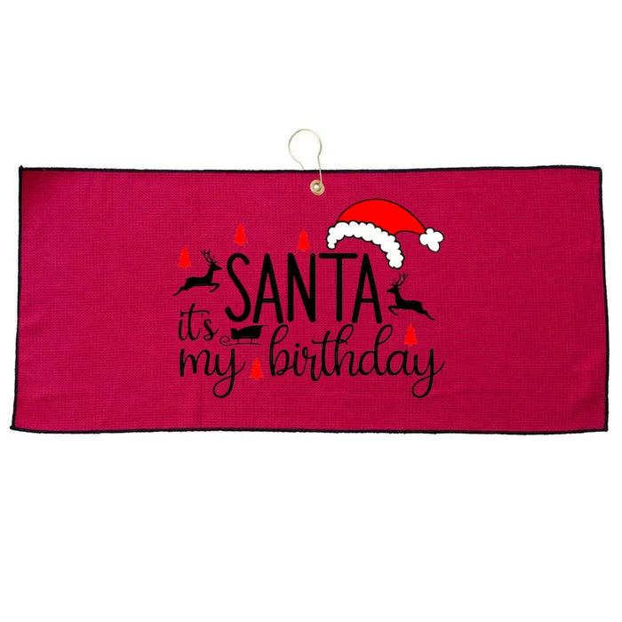 Santa Its My Birthday December Birthday Christmas Holiday Large Microfiber Waffle Golf Towel