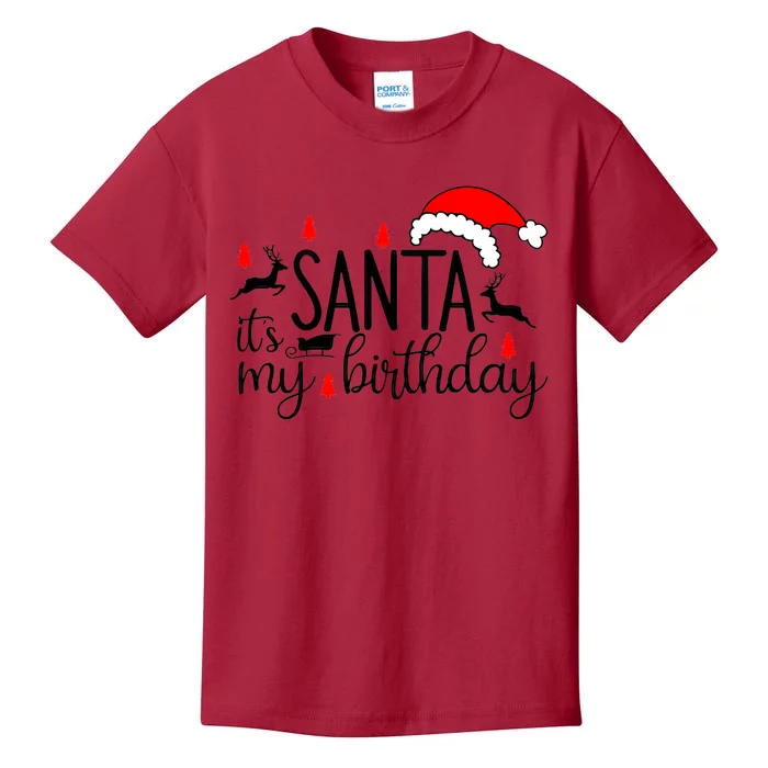 Santa Its My Birthday December Birthday Christmas Holiday Kids T-Shirt